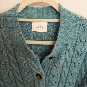 Doen Blue Knit Cardigan Sweater